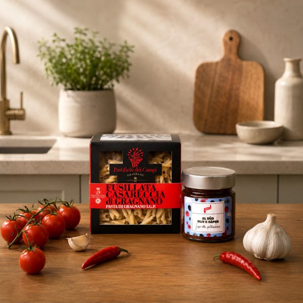 Kit Fusillata Casereccia Pastificio dei campi e Sugo alla puttanesca Serafini
